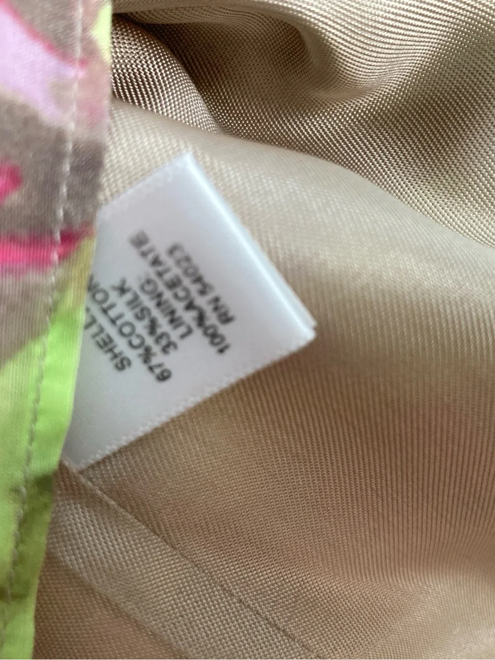 Banana Republic Floral Sheath Dress in Taupe with Pink and Lime Accents